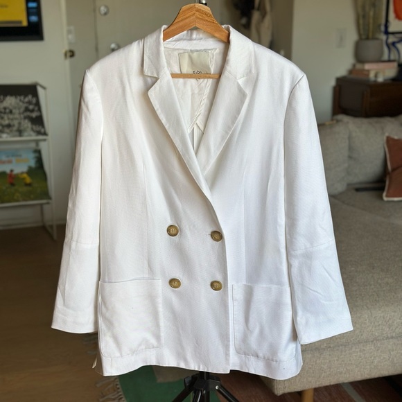 Tibi Jackets & Blazers - Tibi White Double-Breasted Blazer with Size 8